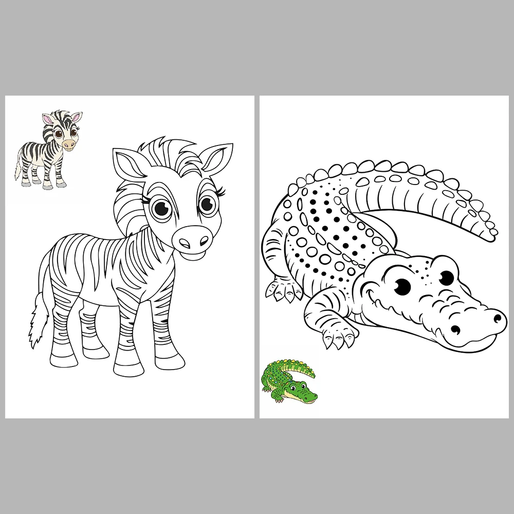 Cute Wild Animals Coloring Pages / With Reference Image