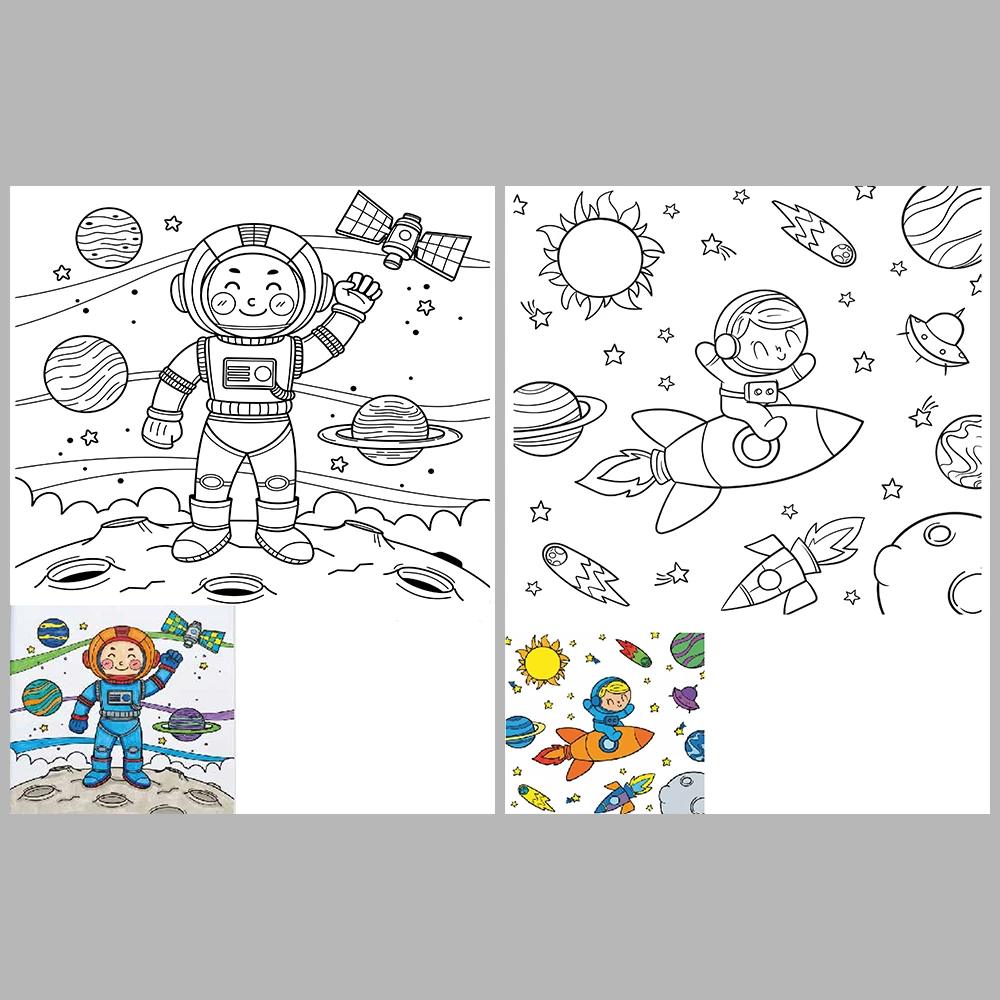 Space-Themed Coloring Pages – With Reference Images