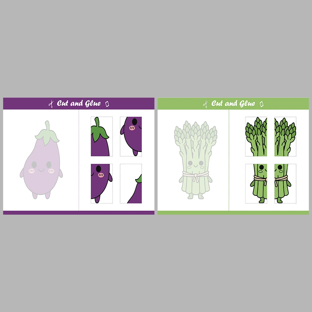 Cut and Paste Vegetables Activity Book