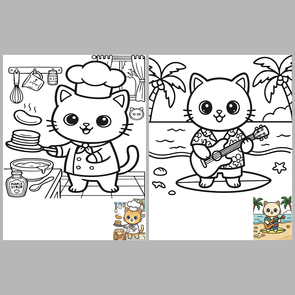 Cats at Work Coloring Pages – With Reference Images
