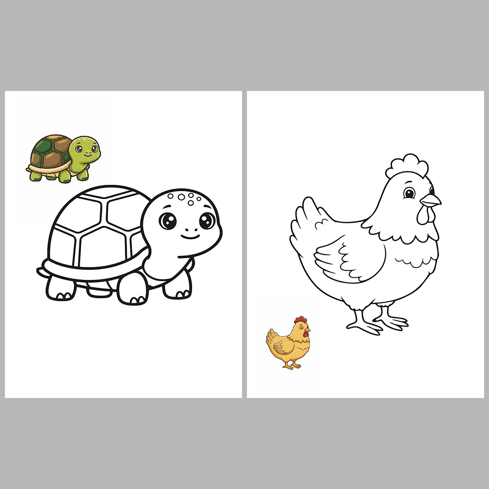 Cute Animal Coloring Pages / With Reference Image – Vol. 3