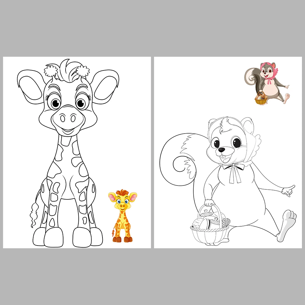 Cute Animal Coloring Pages / With Reference Image – Vol. 4