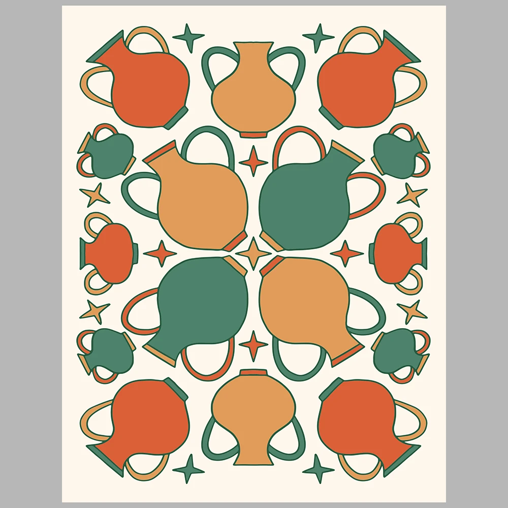 orange and green themed posters