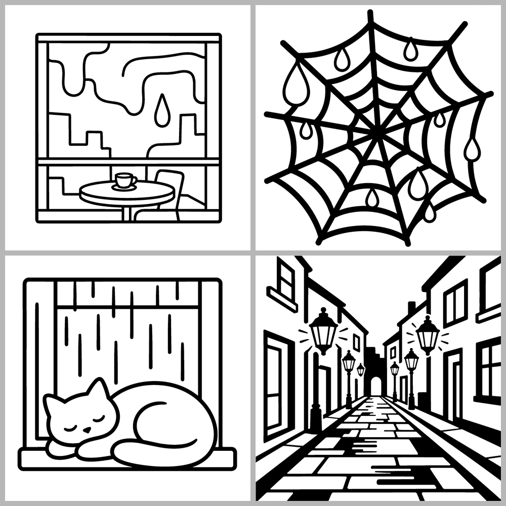 Cozy Rainy Days Coloring Book
