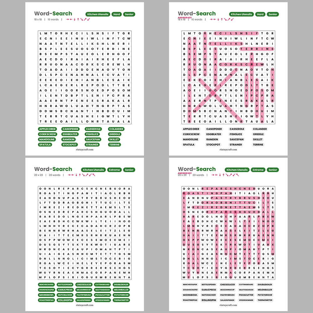 Word Puzzle – Desserts & Sweets – Professions & Jobs – Themes