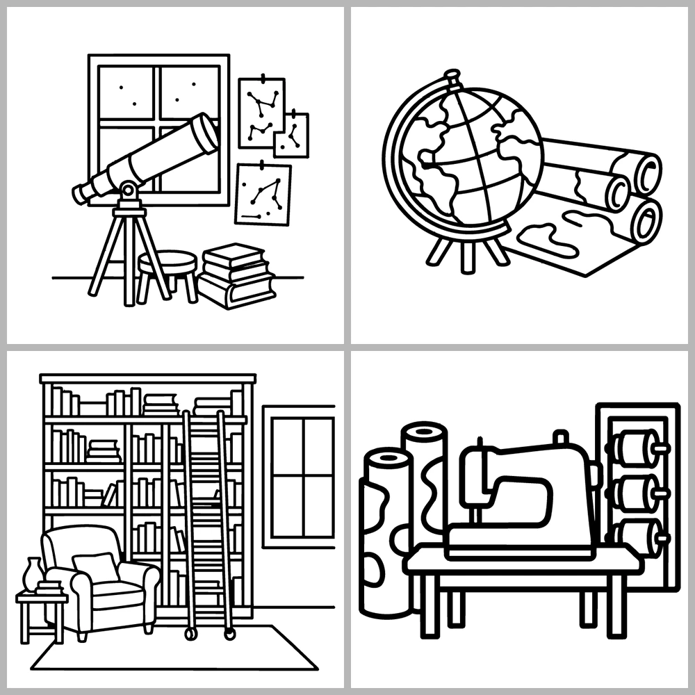 Cozy Corners Coloring Book
