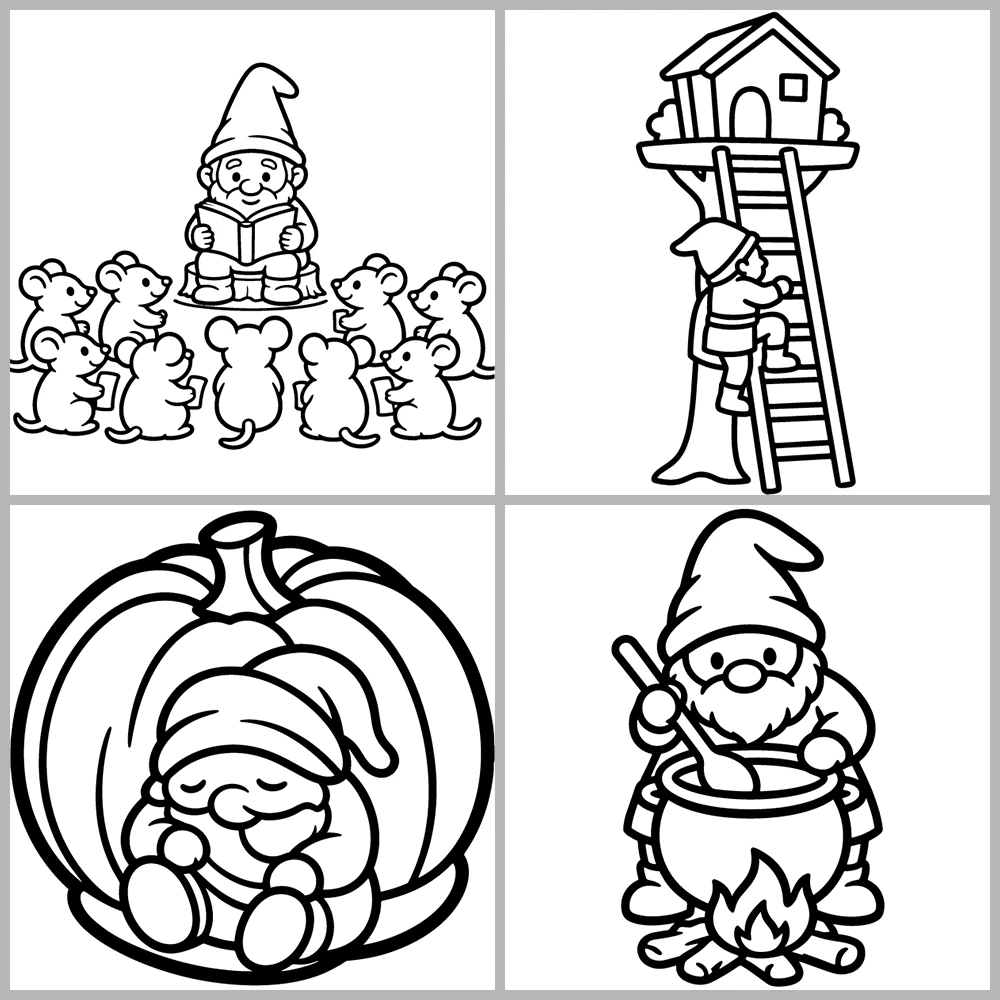 Cozy Gnomes – Little Folk Coloring Book