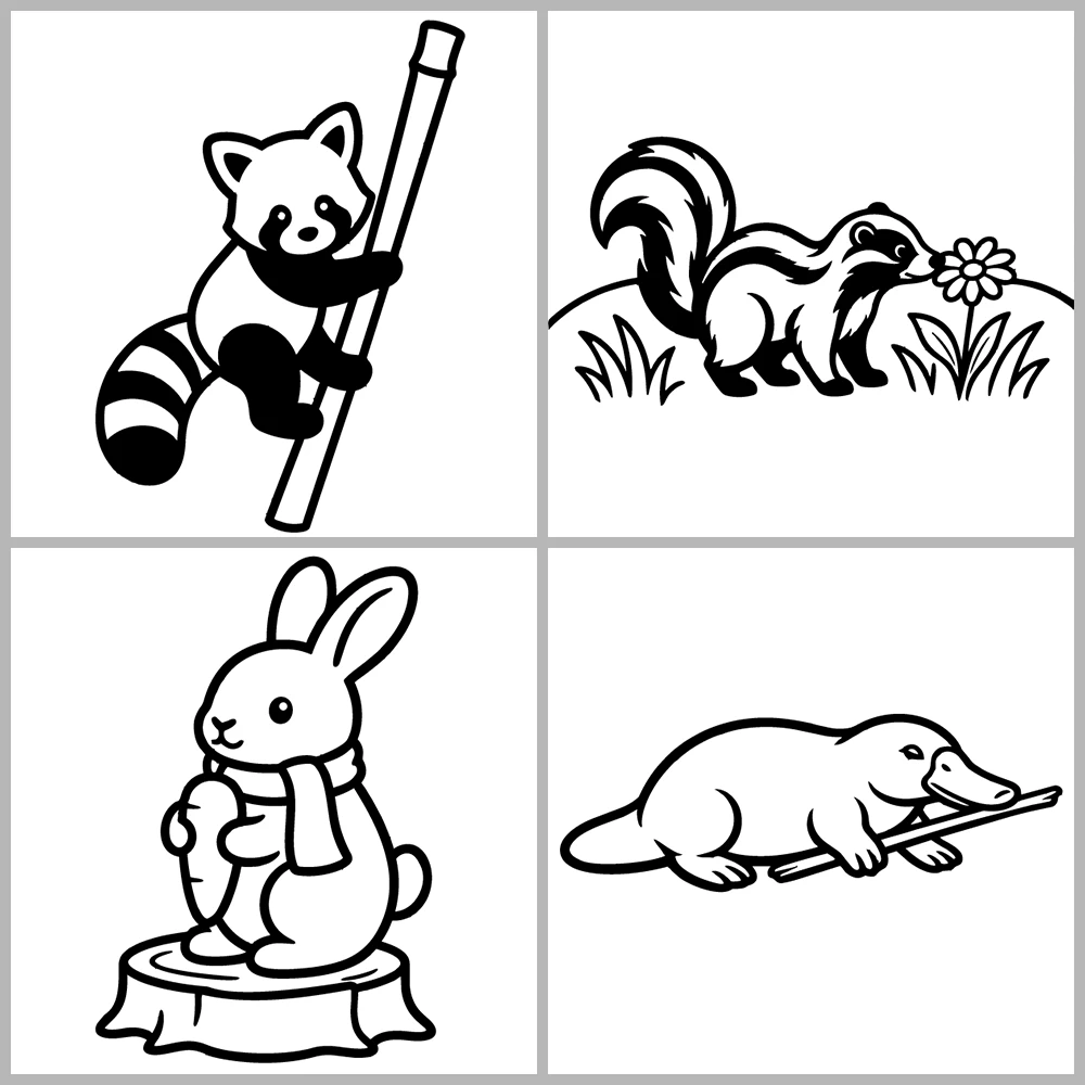 Animal Coloring Book with Bold, Simple Drawings.