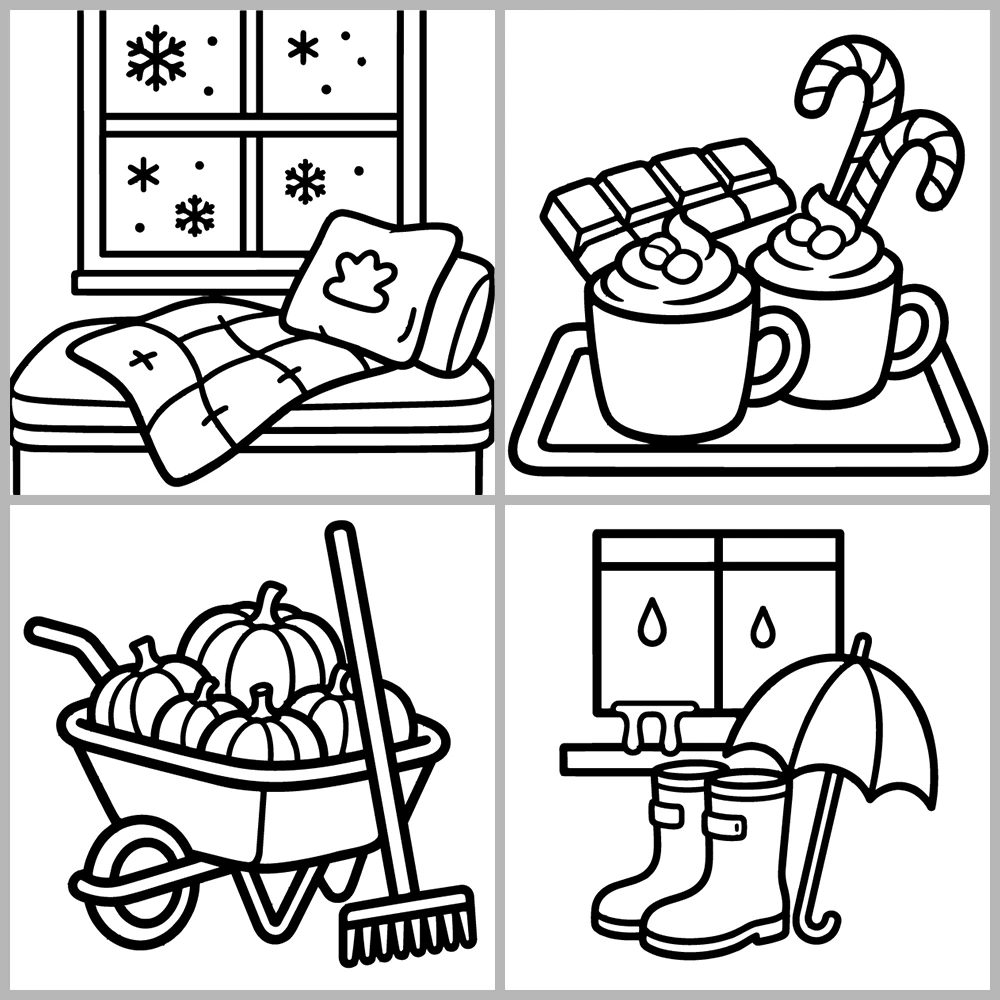 Seasons Cozy Coloring Book