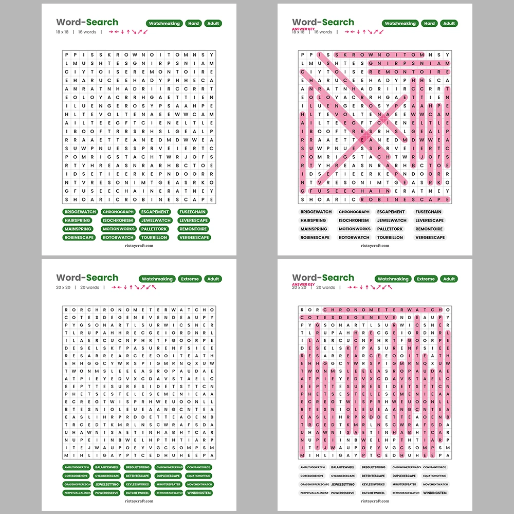 Word Search – Magic and Illusion – Gemstones and Minerals – Themes