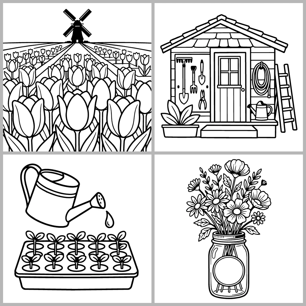 Cozy Plants – Garden Coloring Book