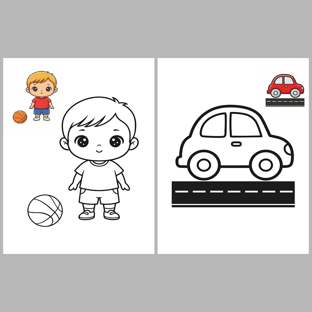 Mixed Coloring Pages for Kids – With Reference Images