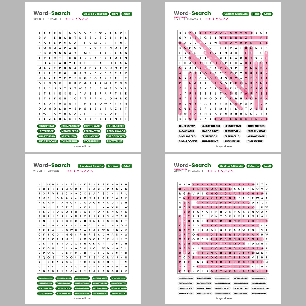 Word Search – Business & Management – Cookies & Biscuits – Themes