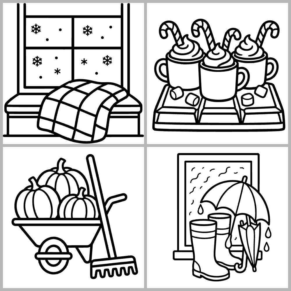 Cozy Seasons Coloring Book