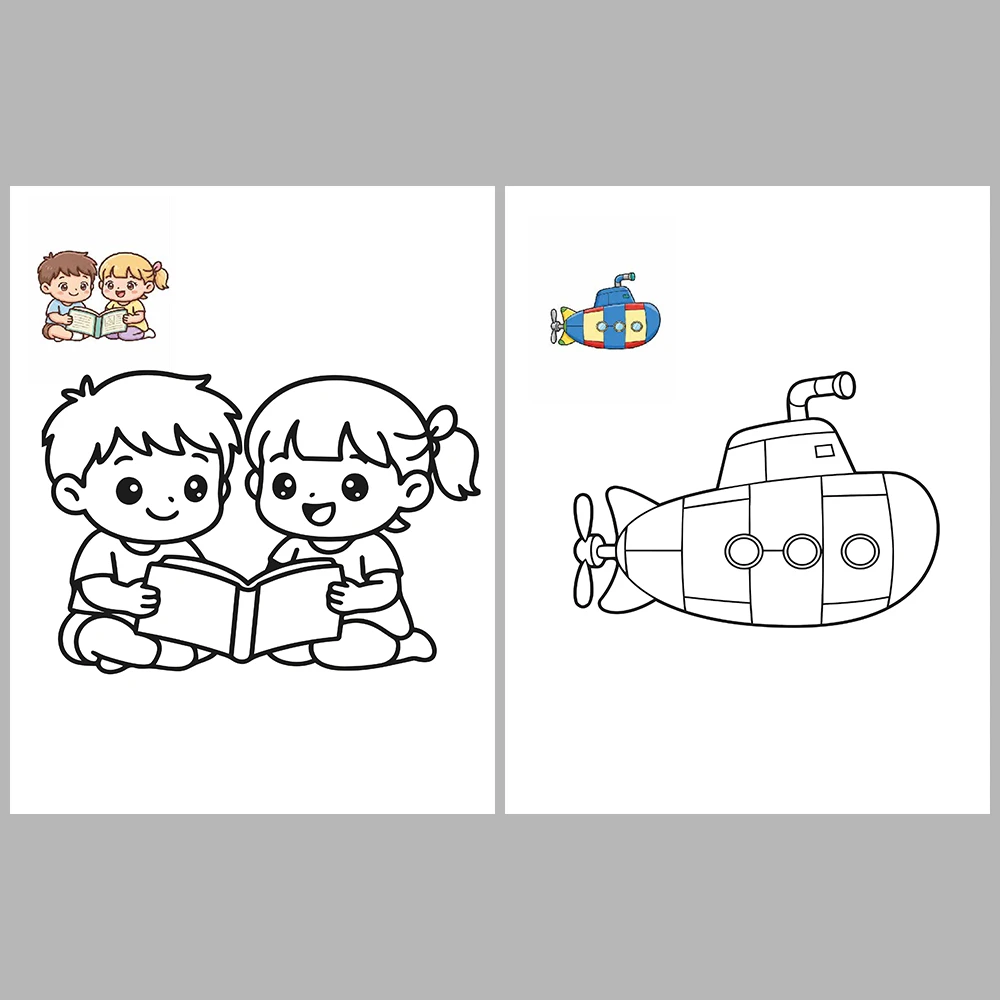 Mixed coloring pages for children aged 3/5 – With reference images (Vol. 3)
