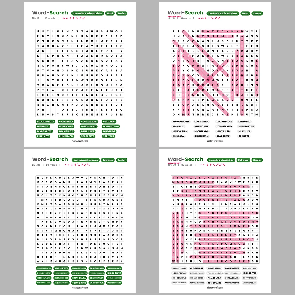 Word Search – Sports Equipment and Gear – Chocolate and Confectionery Brands – Themes