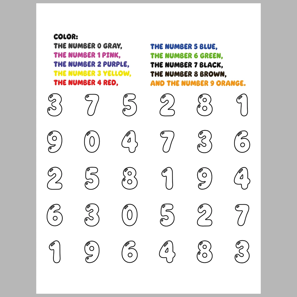 Number Recognition and Coloring Activity Book