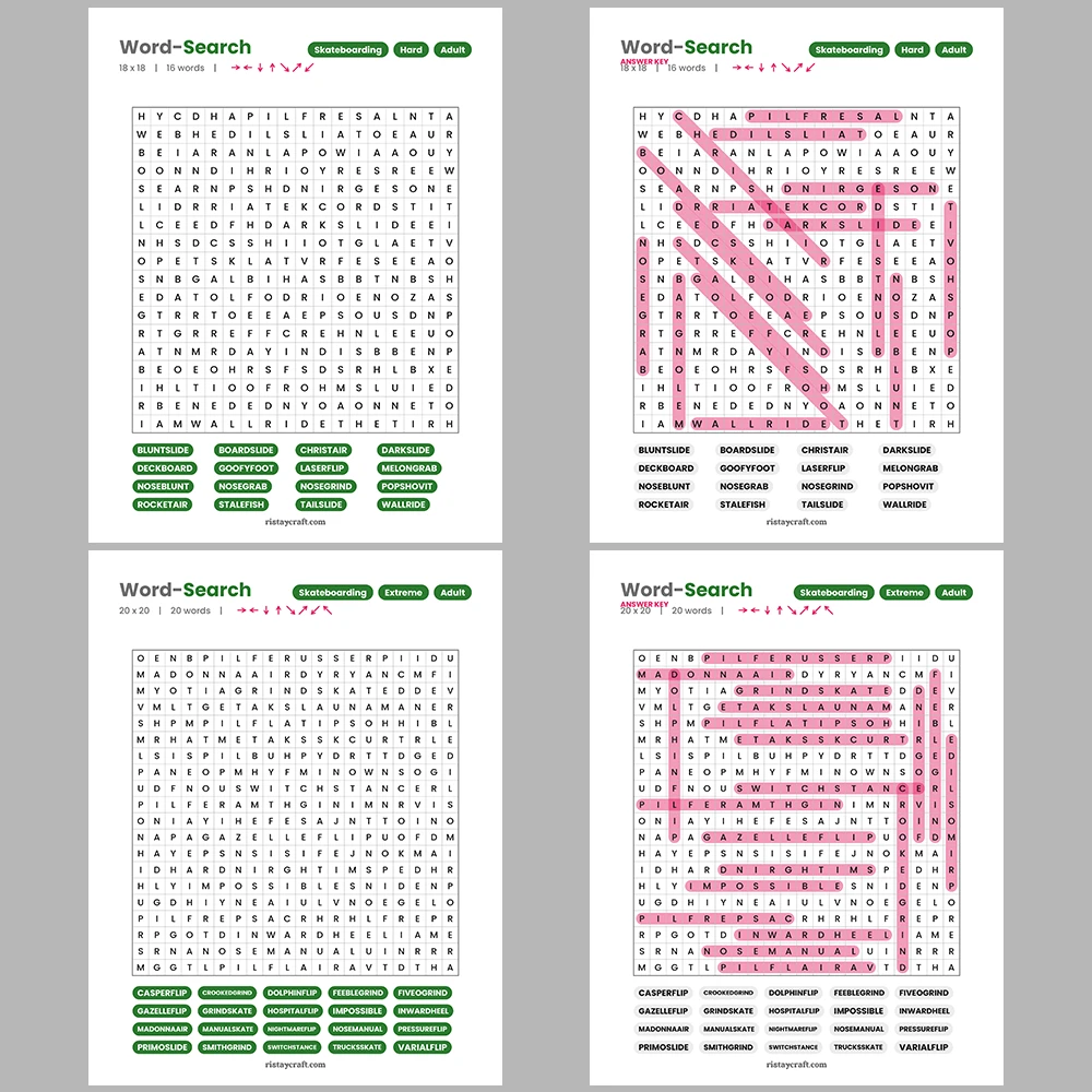 Word Search – World Leaders in History – Music Genres -Themes