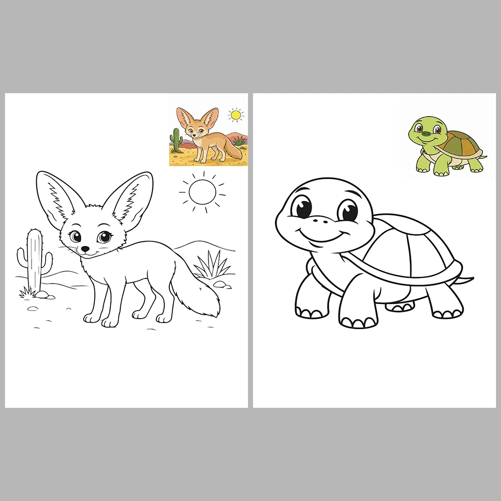 Cute Animal Coloring Pages / With Reference Image – Vol. 1