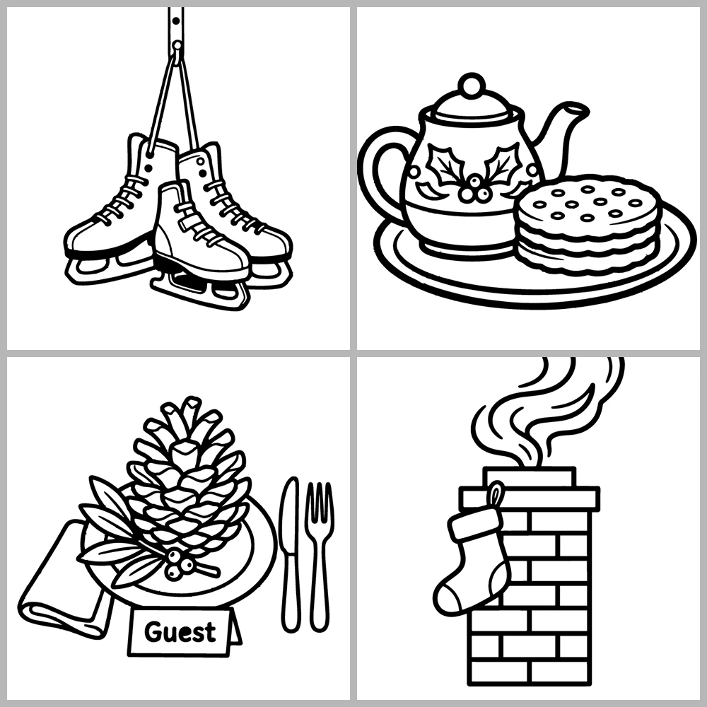 Cozy Christmas and Holidays Coloring Book
