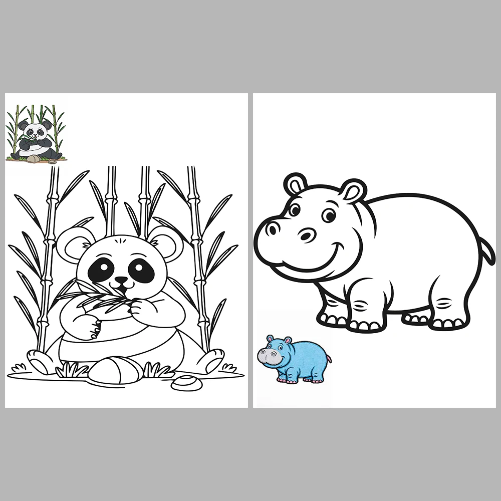 Cute Wild Animals Coloring Pages / With Reference Image