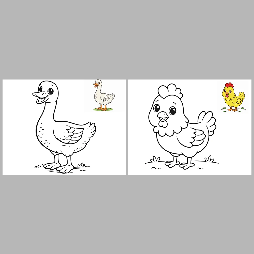 Farm Animals Coloring Pages / With Reference Image