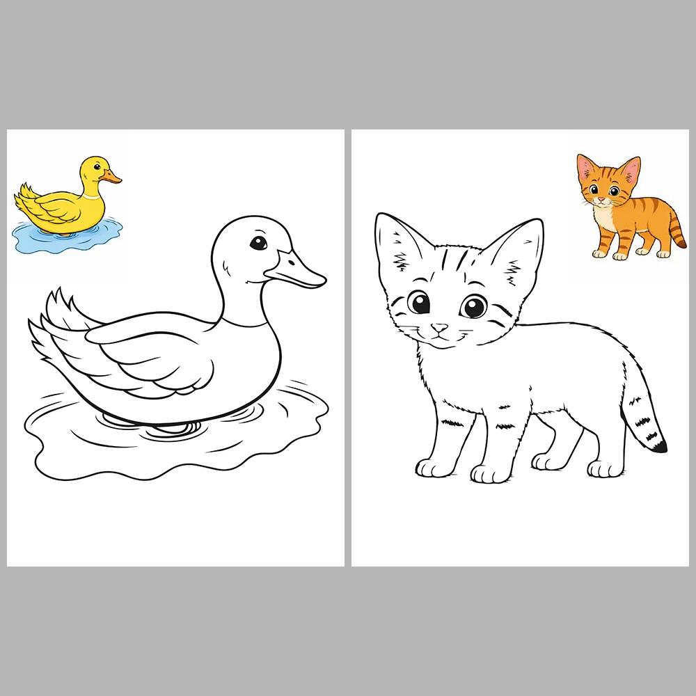 Cute Animal Coloring Pages / With Reference Image – Vol. 2