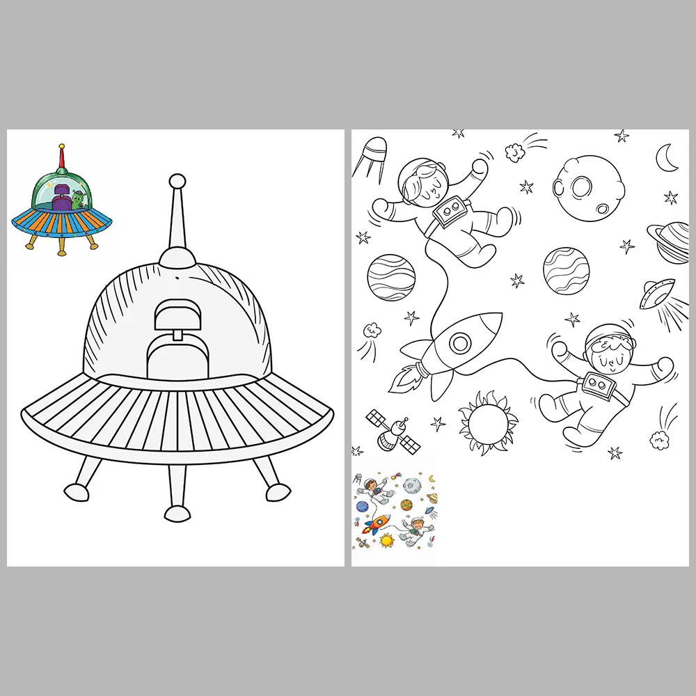 Space-Themed Coloring Pages – With Reference Images