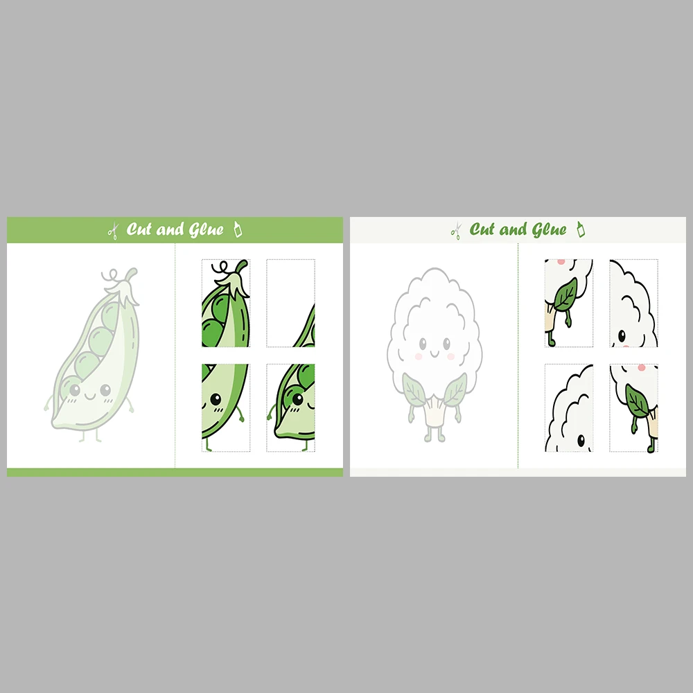 Cut and Paste Vegetables Activity Book