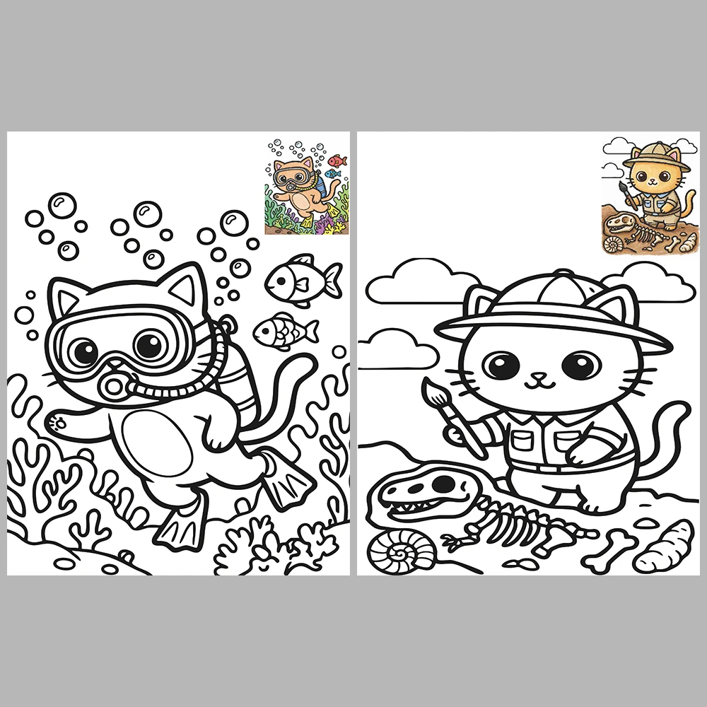 Cats at Work Coloring Pages – With Reference Images