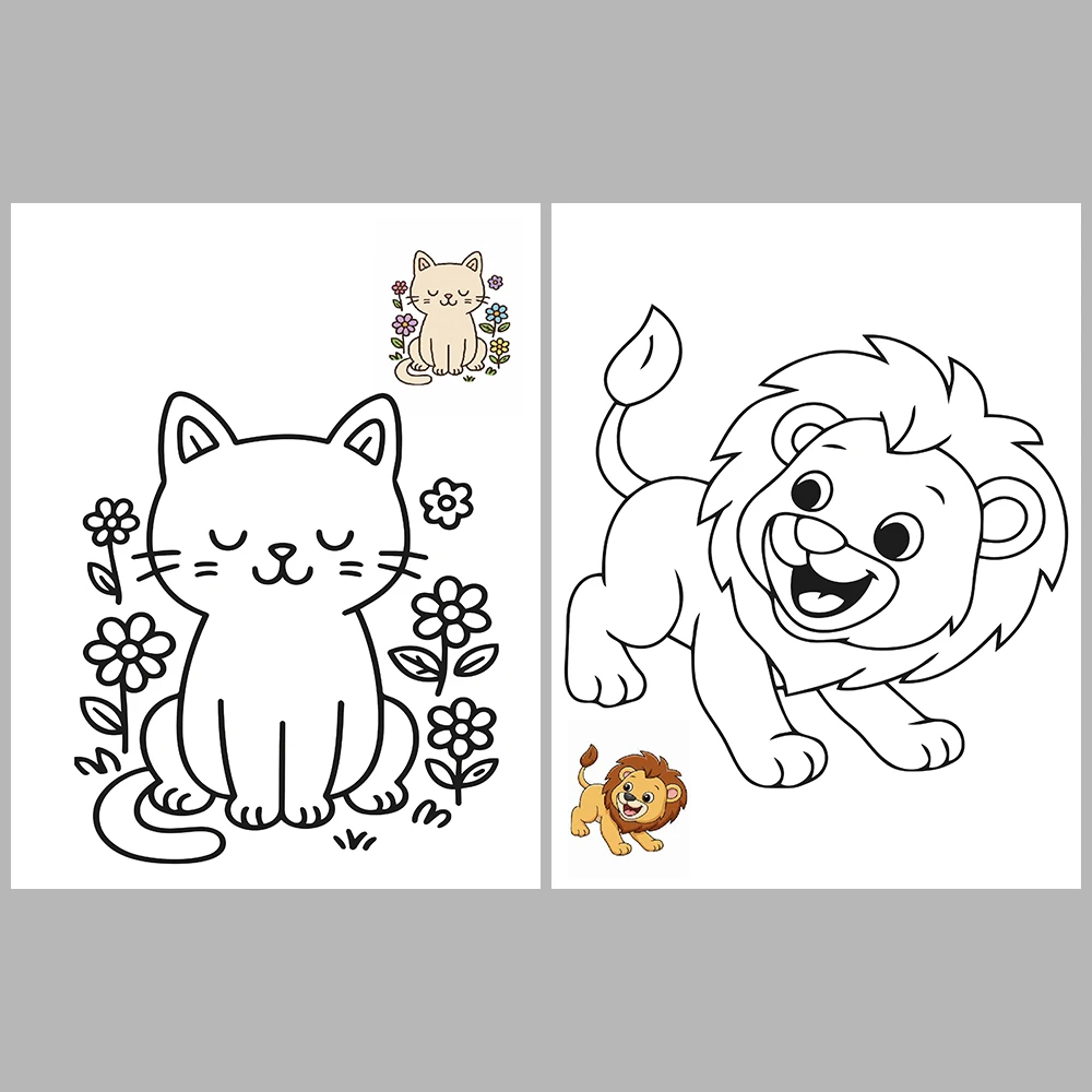 Cute Animal Coloring Pages / With Reference Image – Vol. 3