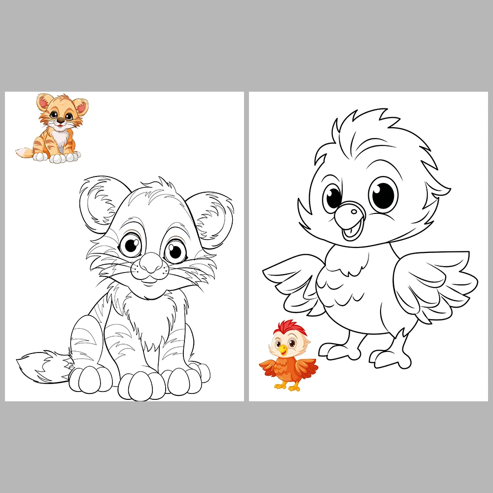 Cute Animal Coloring Pages / With Reference Image – Vol. 4