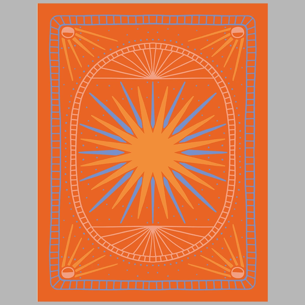 orange and blue themed posters