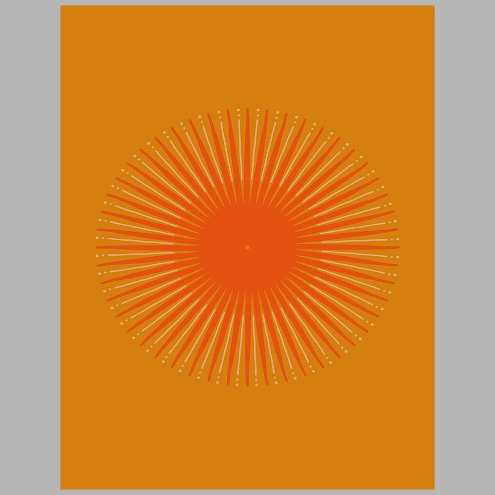 orange, pink, and purple posters