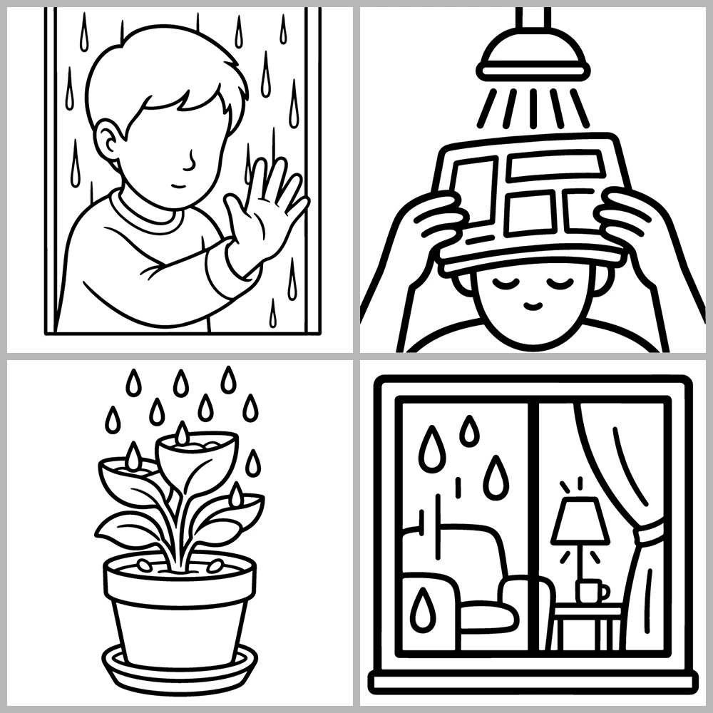 Cozy Rainy Days Coloring Book