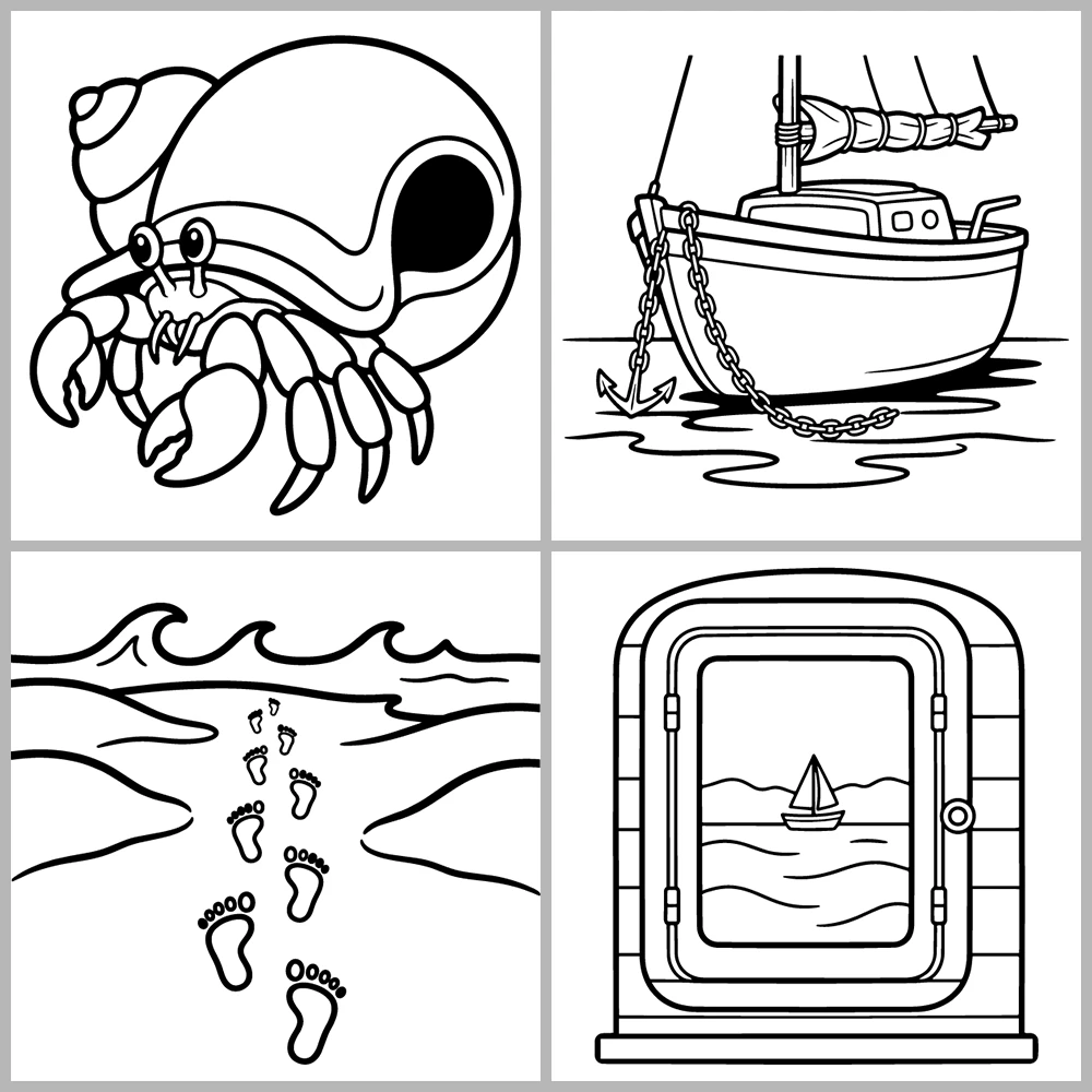 Cozy Ocean and Beach Coloring Book