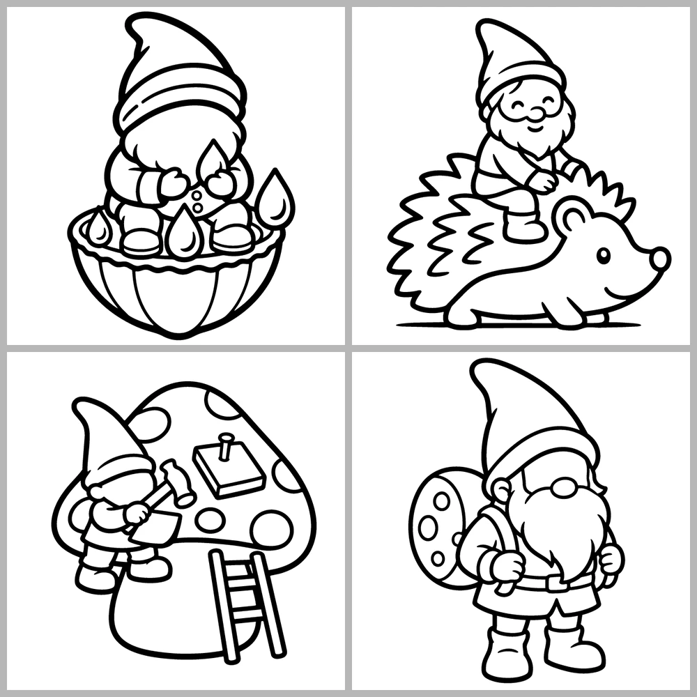 Cozy Gnomes and Little Folk Coloring Book