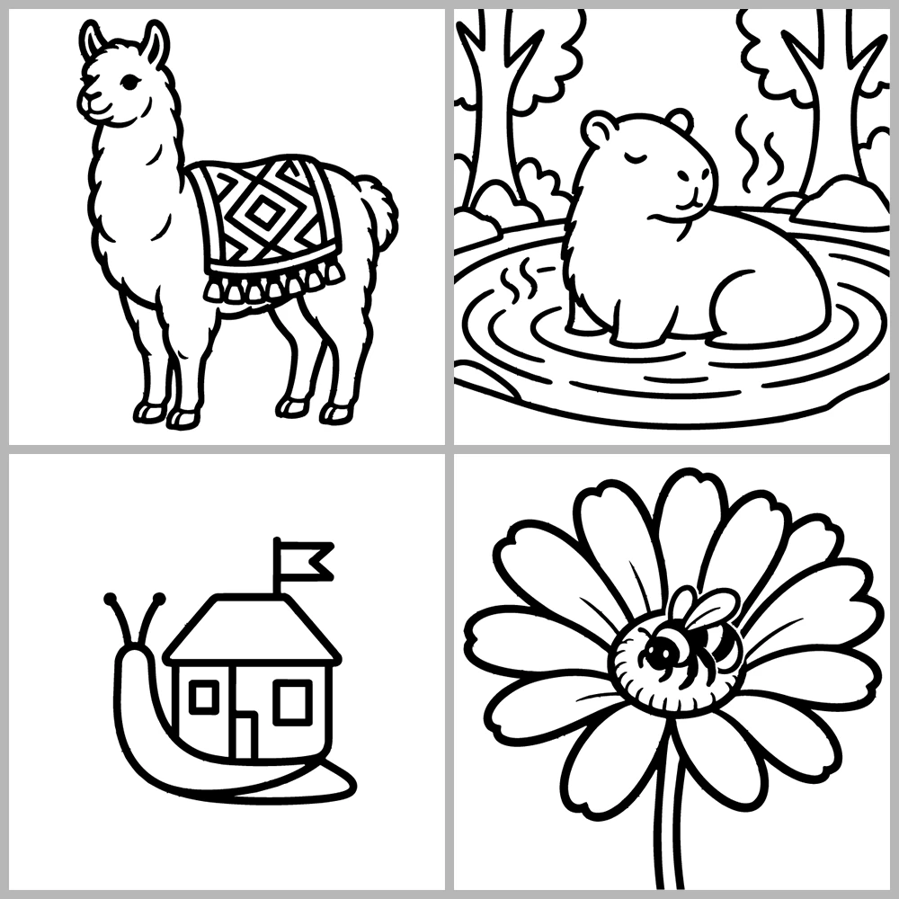 Animals Coloring Book with Bold Outlines and Simple Drawings.