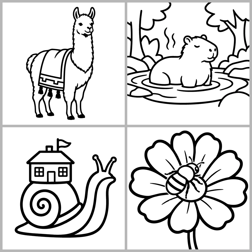 Animal Coloring Book with Bold, Simple Drawings.