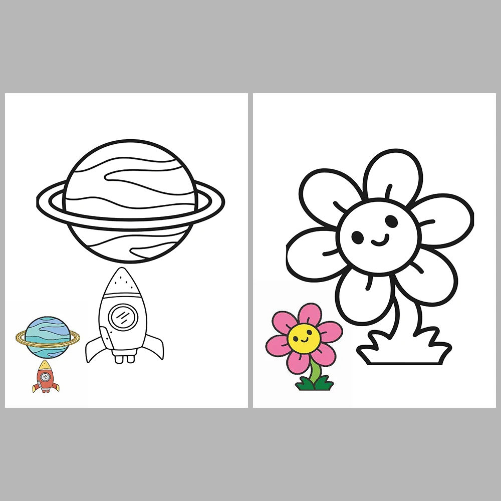 Mixed Coloring Pages for Kids – With Reference Images