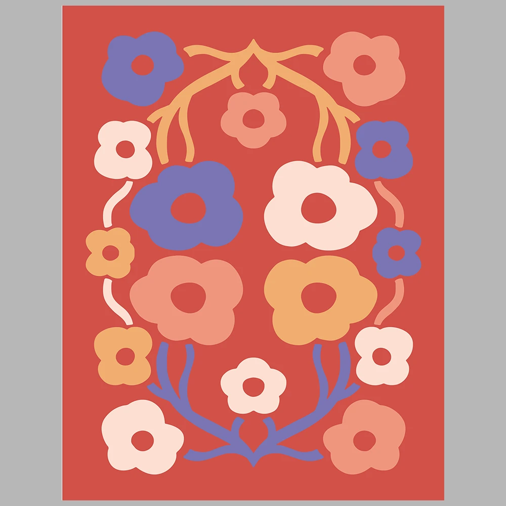 purple and orange themed posters