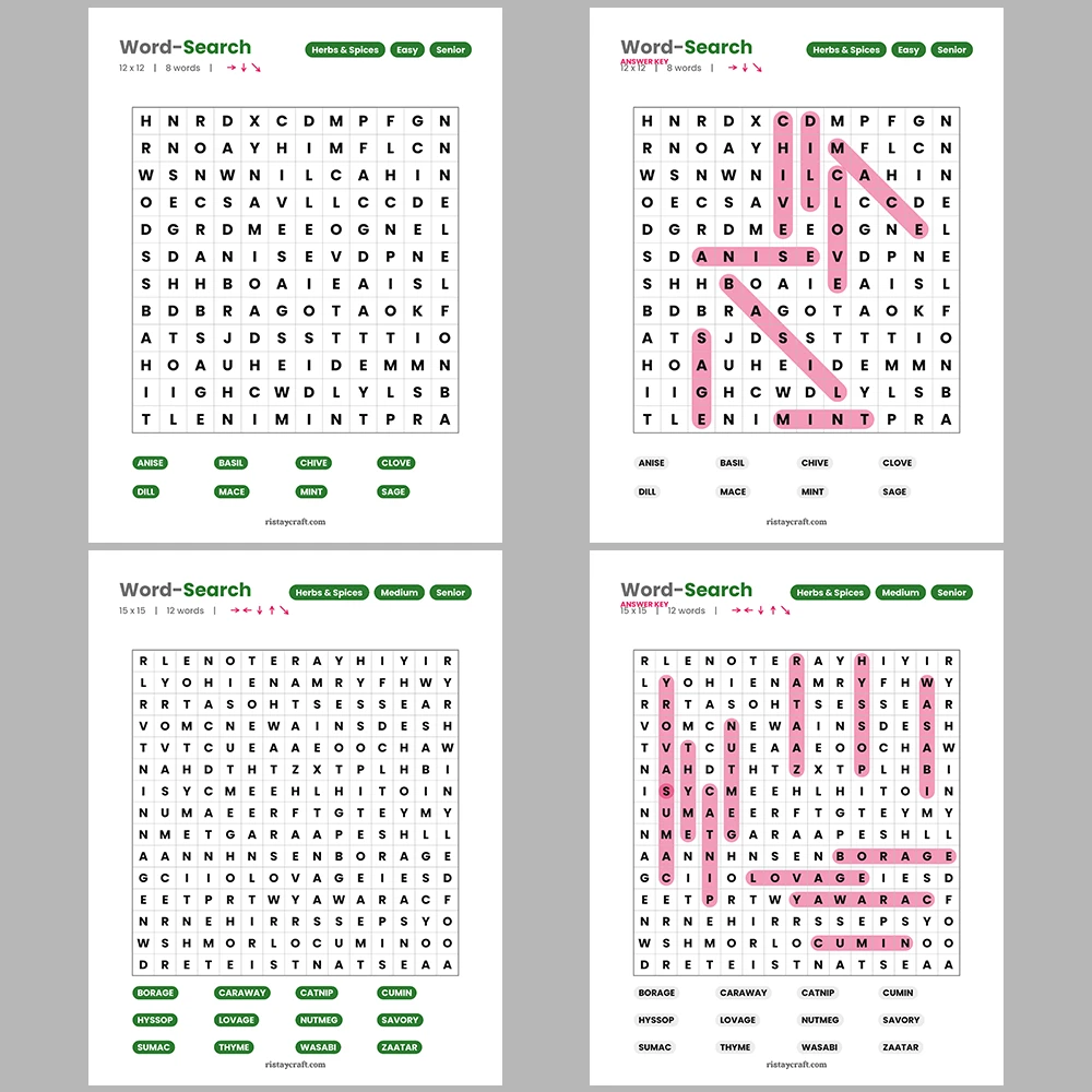 Word Search – Wine & Vineyards – Martial Arts – Themes