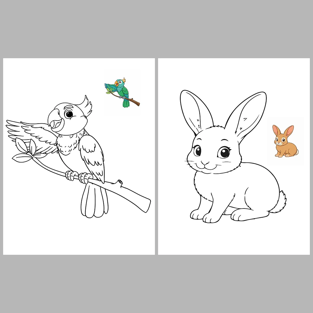 Cute Animal Coloring Pages / With Reference Image – Vol. 1