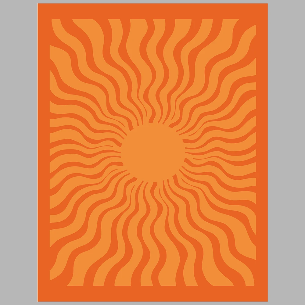 orange, blue, and beige themed posters