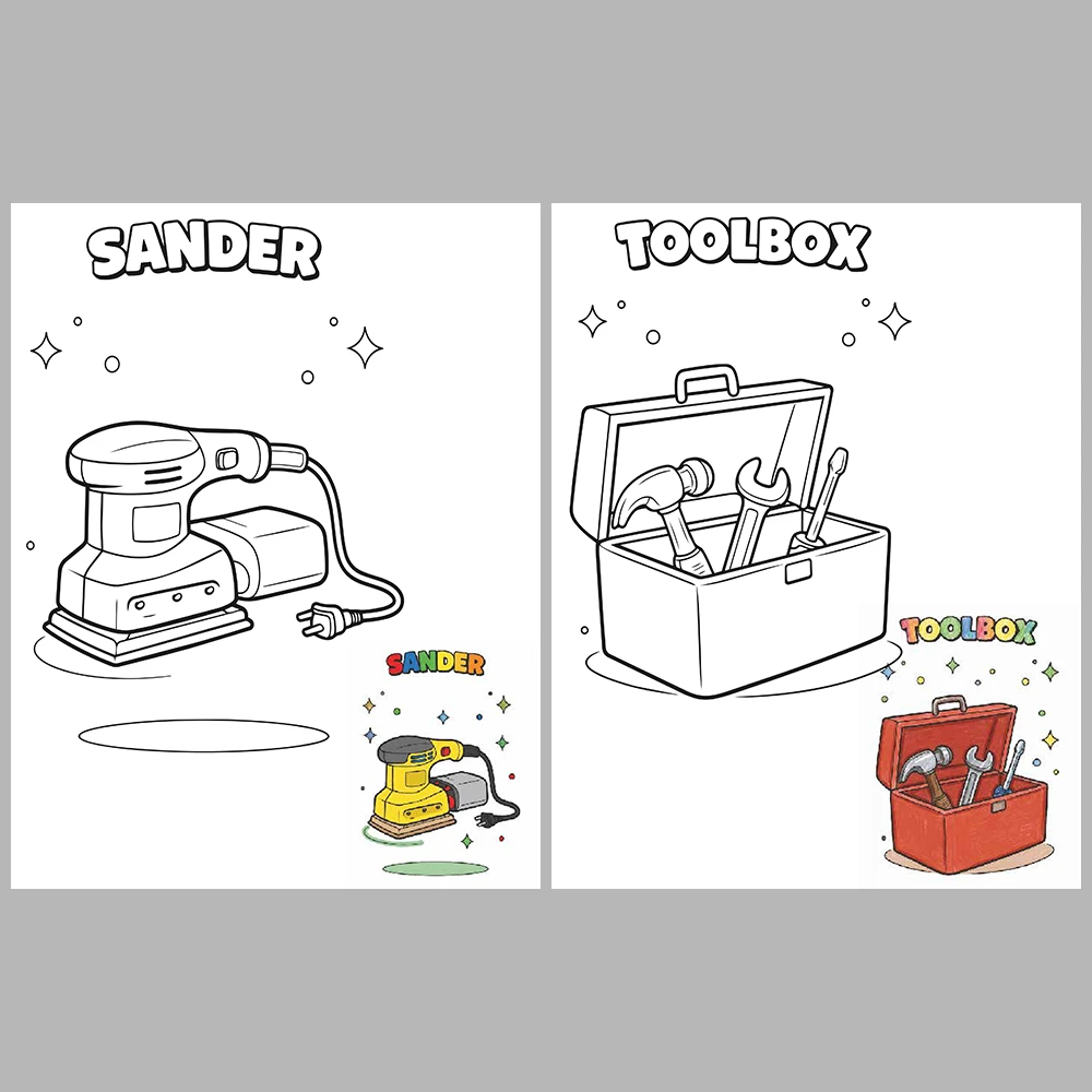 Carpenter Tools Coloring Pages / With Reference Image