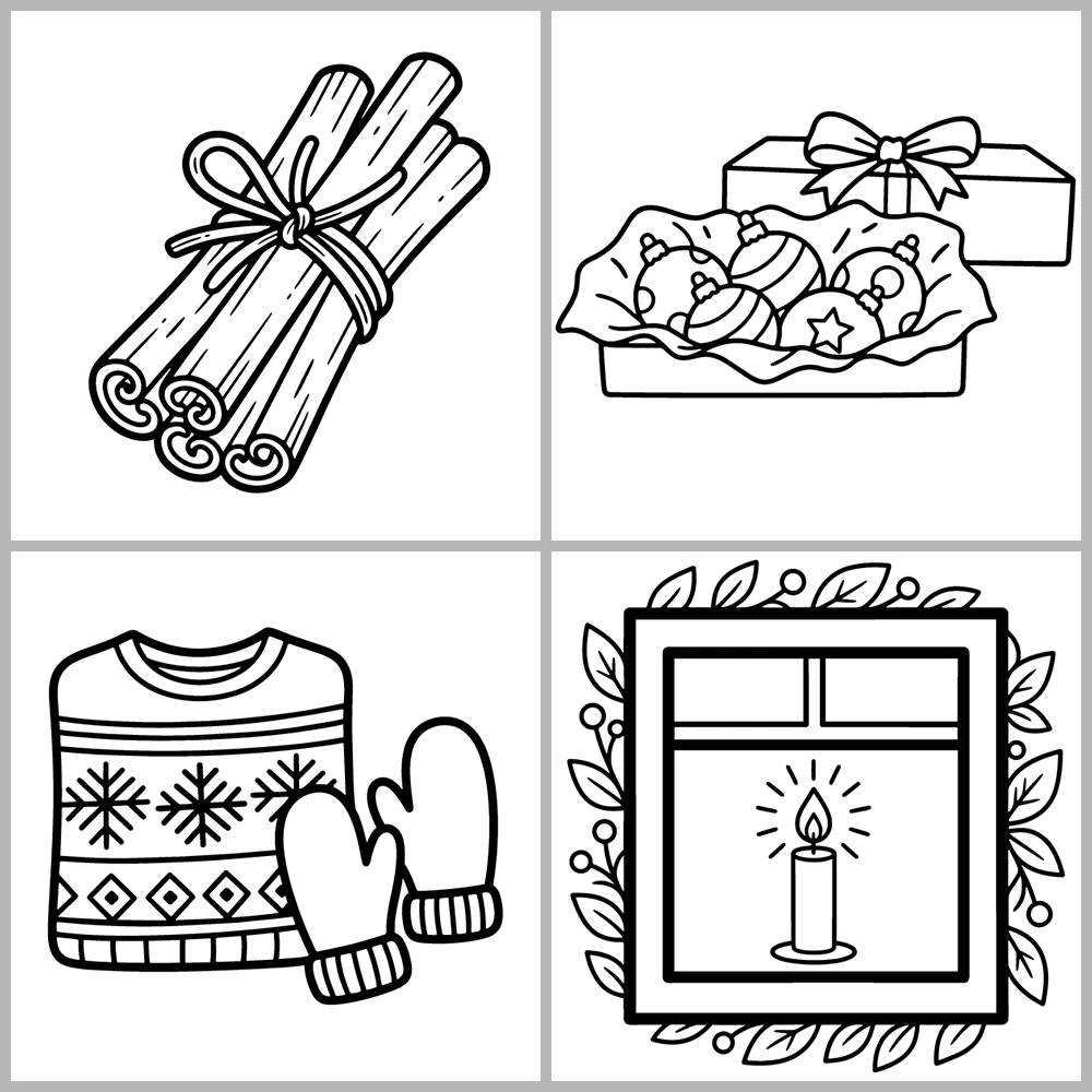 Cozy Christmas and Holidays Coloring Book