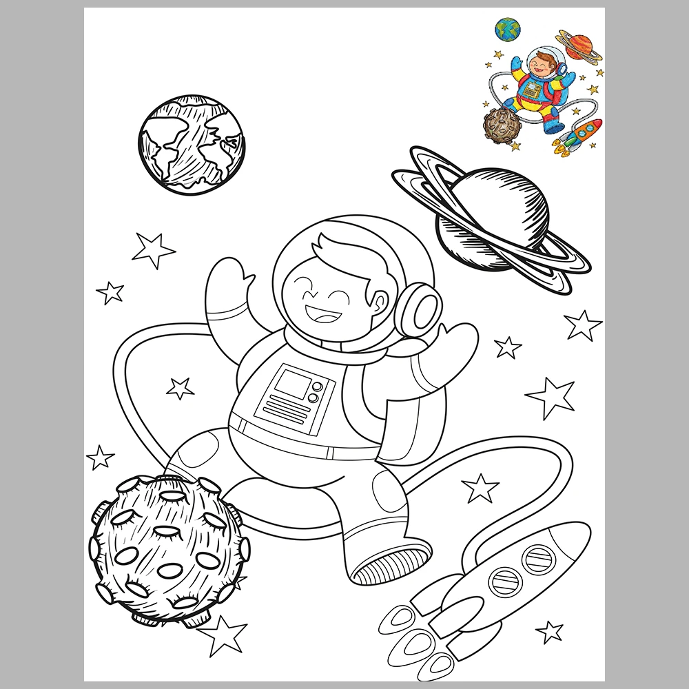 Space-Themed Coloring Pages – With Reference Images
