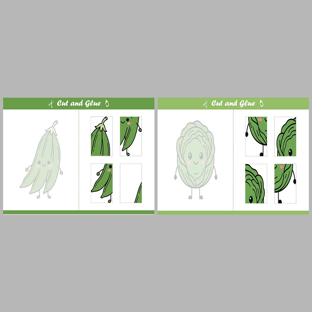 Cut and Paste Vegetables Activity Book