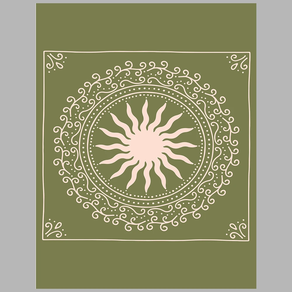 posters with an orange and green floral theme