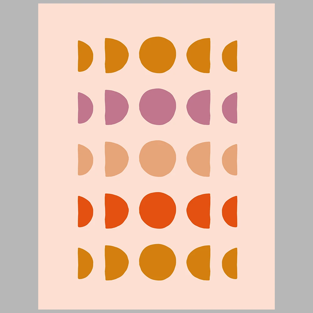 orange, pink, and purple posters